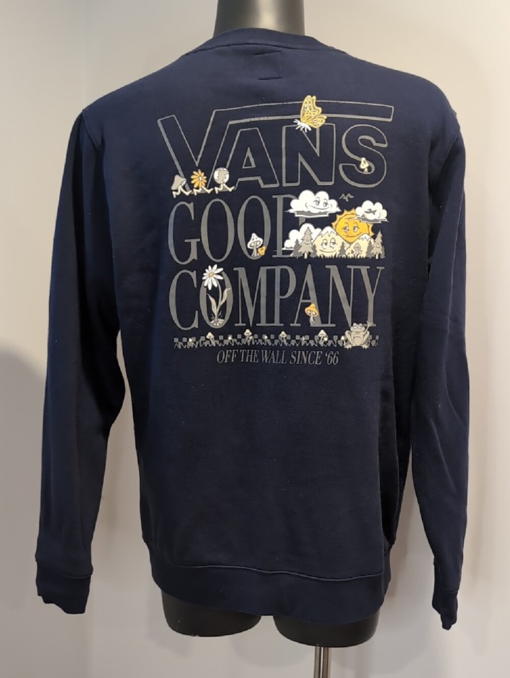 Vans Men's Navy Crewneck Sweatshirt Large Logo At Back Large